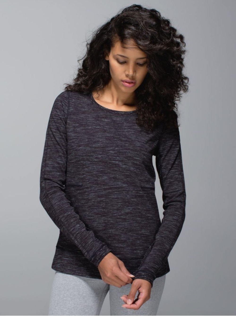 lululemon Heathered Marled Black Exhalation Pullover Sweatshirt 4